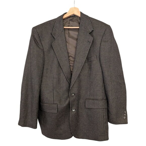 Hardy Aimes Mens Wool Houndstooth Blazer Size 42R - Picture 1 of 9